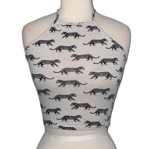 FOREVER 21 cropped top jaguar animal print racerback top in women’s XS